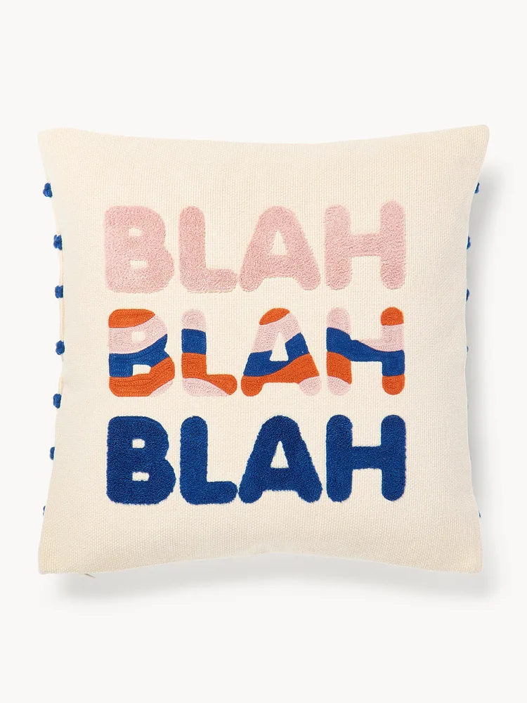 Westwing Collection Наволочка декоративная Blah Blah, хлопок с вышивкой, 45х45 см