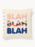 Westwing Collection Наволочка декоративная Blah Blah, хлопок с вышивкой, 45х45 см — фото 1