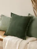 Westwing Collection Наволочка декоративная Luana, Ш 50 × Д 50 см, Тёмный зелёный — фото 7