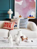 Westwing Collection Наволочка декоративная Whatever, хлопок с вышивкой, 30х50 см, Ш 30 × Д 50 см, Коралловый — фото 8