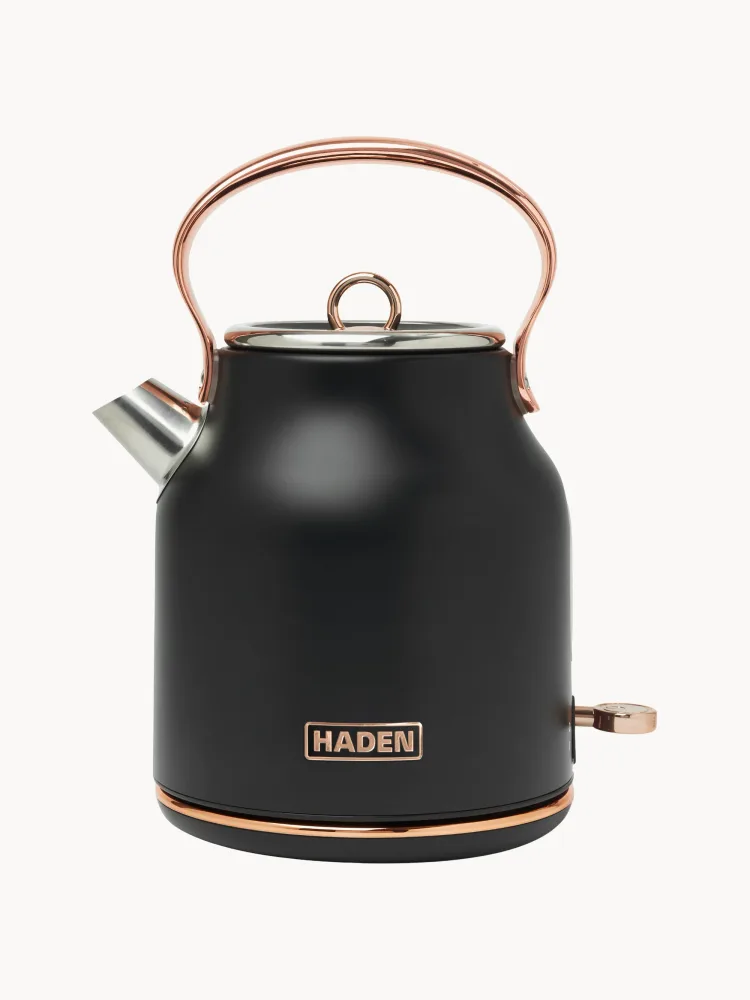 Haden Чайник электрический Heritage из нержавеющей стали, 1,7 л, чёрный с золотистой отделкой
