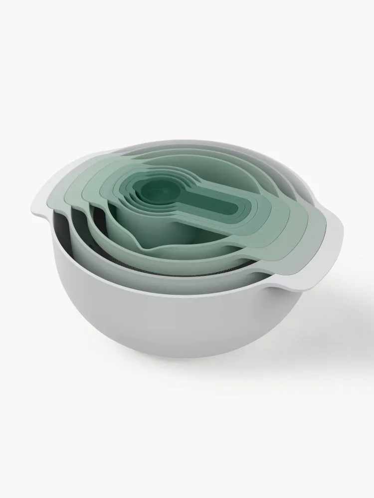 Joseph Joseph Набор мисок и мерных ёмкостей Nest Plus, 9 предметов, зелёный