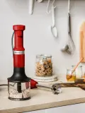 Блендер погружной KitchenAid Artisan, набор 5 предметов с чашей 1 л, венчиком и измельчителем, красный — фото 4