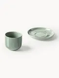 Westwing Collection Чашка с блюдцем Nessa, 4 предмета, Ø 7 × В 6 см, 90 мл, Шалфейный зелёный — фото 3