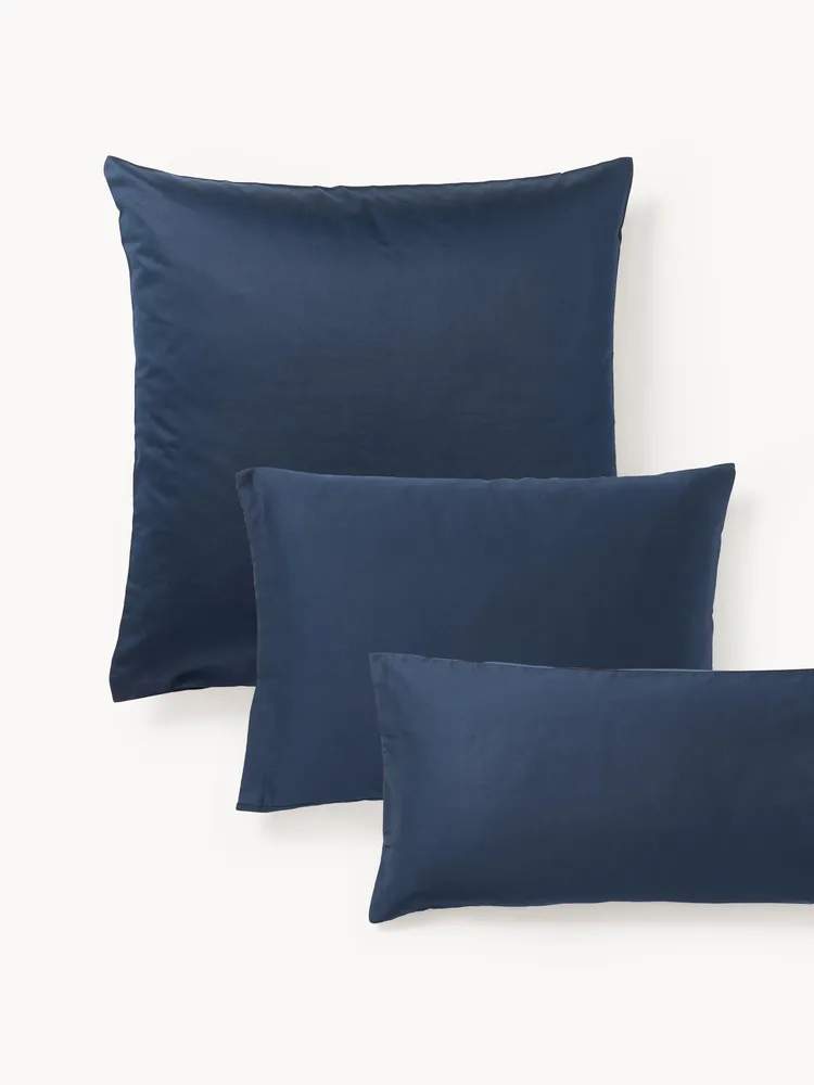 Westwing Collection Наволочка Comfort из хлопкового сатина, Ш 50 × Д 80 см, Тёмный синий
