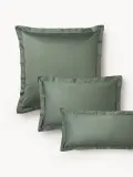 Westwing Collection Наволочка Premium из хлопкового сатина темно-зеленая — фото 1