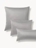 Westwing Collection Наволочка Comfort из хлопкового сатина, Ш 50 × Д 80 см, Тёмный серый — фото 1