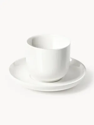 Westwing Collection Чашка с блюдцем Nessa, 4 предмета, Ø 7 × В 6 см, Приглушённый белый