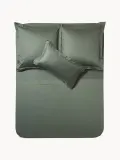 Westwing Collection Простыня Premium из хлопкового сатина, темно-зеленая — фото 3