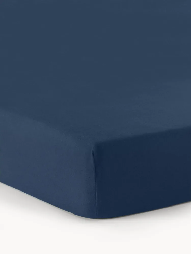 Westwing Collection Простыня на резинке Biba, темно-синяя, для топпера