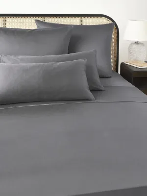 Westwing Collection Простыня Comfort из хлопкового сатина, темно-серая