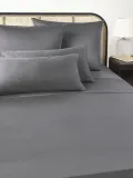 Westwing Collection Простыня Comfort из хлопкового сатина, темно-серая — фото 7