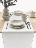 Westwing Collection Дорожка для стола Kennedy 40х150 см, лён, белая с бежевым кантом — фото 4