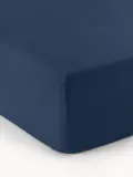 Westwing Collection Простыня на резинке Biba, темно-синяя, Ш 90 × Д 200 см, В 25 см, Тёмный синий — фото 1