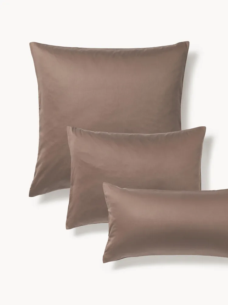 Westwing Collection Наволочка Comfort из хлопкового сатина, Ш 50 × Д 80 см, Тёмный коричневый