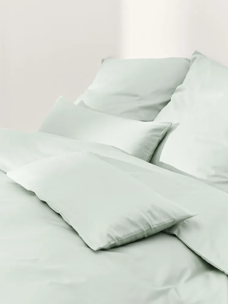 Westwing Collection Пододеяльник Comfort из хлопкового сатина, Ш 135 × Д 200 см, Шалфейный зелёный