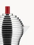 Alessi Гейзерная кофеварка Pulcina на 150 мл из литого алюминия, для газовых и электрических плит, серебристая с красным — фото 2