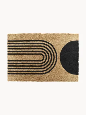 Коврик придверный Abstract Half Moon из кокосового волокна на ПВХ-основе, 40х60 см, бежевый с чёрным