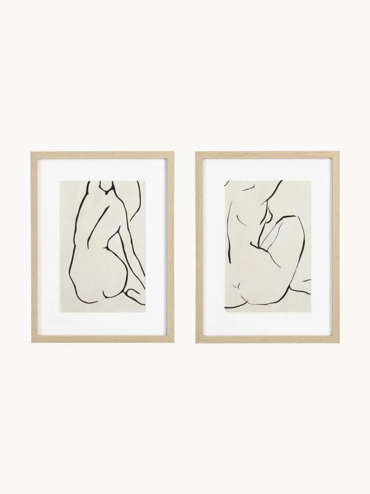 Bizzotto Постеры в деревянных рамах Refined, 2 шт., 30x40 см