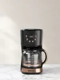 Haden Кофеварка капельная Heritage 900 Вт на 12 чашек с LCD-дисплеем, таймером и стеклянной колбой, чёрная с розовым — фото 2
