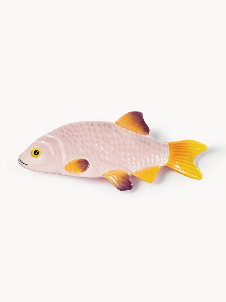 &klevering Блюдо для подачи Fish с ручной росписью, в форме рыбы, розовое