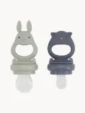 Konges Sløjd Ниблер для прикорма Bunny из силикона, набор 2 шт., высота 12 и 14 см, светло-серый и серо-голубой — фото 2