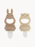 Konges Sløjd Ниблер для прикорма Bunny из силикона, набор 2 шт., высота 12 и 14 см, оттенки бежевого — фото 2