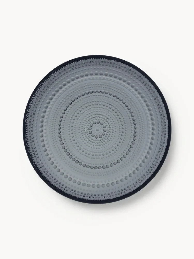 Iittala Тарелка большая Kastehelmi из стекла, Ø 25 см, Тёмный серый
