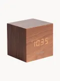 Karlsson Будильник электронный Cube с LED-дисплеем и питанием от USB, дата и температура, 8х8 см, тёмное дерево — фото 1