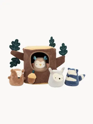 Sebra Мягкая игрушка Hide & Seek: пенёк и 4 зверька со звуковыми элементами, 22х20х22 см, коричневая