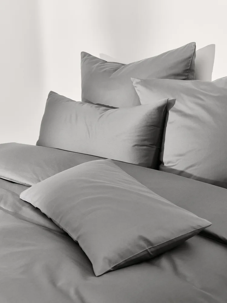 Westwing Collection Пододеяльник Comfort из хлопкового сатина, Ш 135 × Д 200 см, Тёмный серый