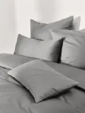 Westwing Collection Пододеяльник Comfort из хлопкового сатина, Ш 135 × Д 200 см, Тёмный серый — фото 1