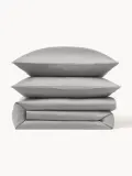 Westwing Collection Пододеяльник Comfort из хлопкового сатина, Ш 135 × Д 200 см, Тёмный серый — фото 5