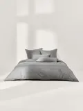 Westwing Collection Пододеяльник Comfort из хлопкового сатина, Ш 135 × Д 200 см, Тёмный серый — фото 6