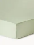 Westwing Collection Простыня Airy на резинке из льна для топпера, Ш 90 × Д 200 см, В 15 см, Светлый зелёный — фото 1