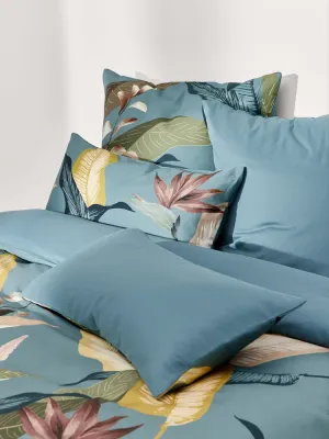 Westwing Collection Пододеяльник Flora из хлопкового сатина, Ш 135 × Д 200 см, Petrol