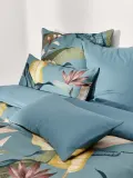 Westwing Collection Пододеяльник Flora из хлопкового сатина, Ш 135 × Д 200 см, Petrol — фото 1