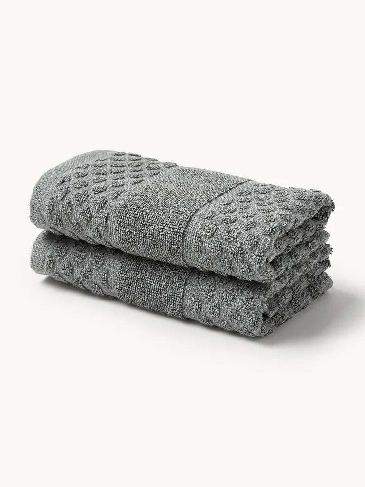 Westwing Collection Полотенце банное Katharina, гостевое полотенце XS, Ш 30 × Д 30 см, 2 шт., Тёмный серый