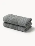 Westwing Collection Полотенце банное Katharina, гостевое полотенце XS, Ш 30 × Д 30 см, 2 шт., Тёмный серый — фото 1