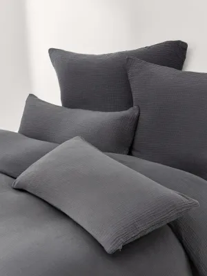 Westwing Collection Пододеяльник Odile из муслина, Ш 135 × Д 200 см, Тёмный серый