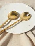 Westwing Collection Приборы для сервировки салата Agata, золотистые глянцевые, 28 см — фото 3