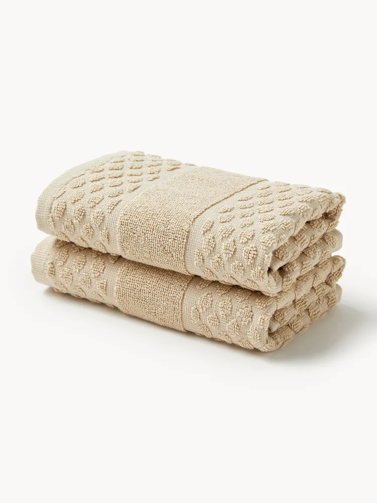 Westwing Collection Полотенце банное Katharina, гостевое полотенце XS, Ш 30 × Д 30 см, 2 шт., Бежевый