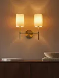 Westwing Collection Настенный светильник Kelsea двойной, молочно-белый с латунным — фото 8