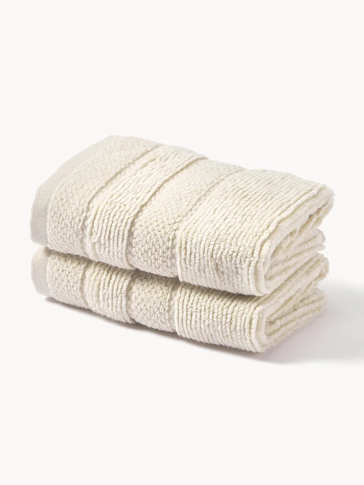Westwing Collection Полотенце банное Luxe, гостевое полотенце, Ш 30 × Д 30 см, 2 шт., Приглушённый белый