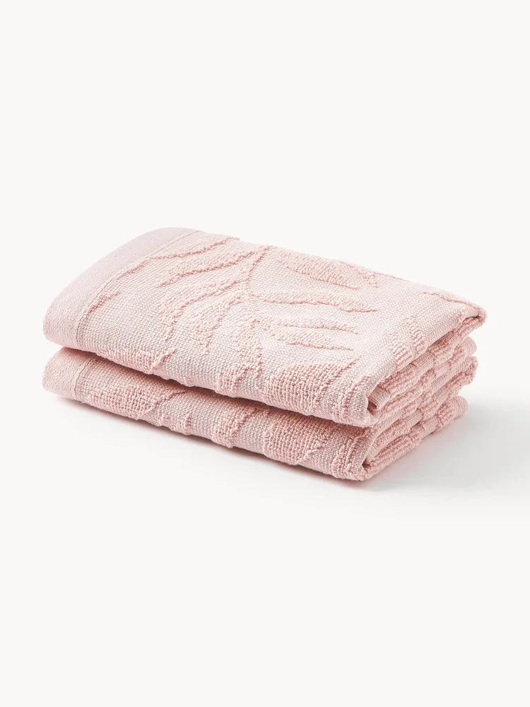 Westwing Collection Полотенце банное Leaf, гостевое полотенце XS, Ш 30 × Д 30 см, 2 шт., Светлый розовый