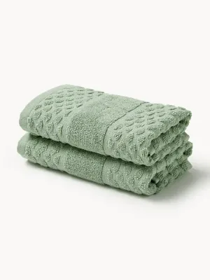 Westwing Collection Полотенце банное Katharina, полотенце для лица, Ш 30 × Д 30 см, 2 шт., Шалфейный зелёный