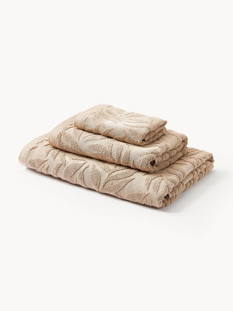 Westwing Collection Комплект банных полотенец Leaf, комплект разных размеров, Бежевый
