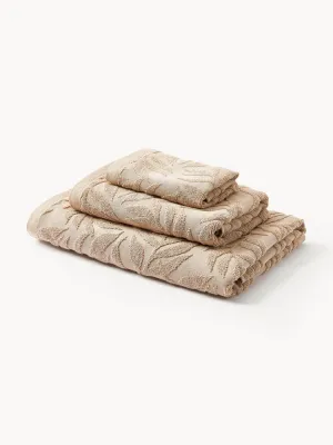 Westwing Collection Комплект банных полотенец Leaf, комплект разных размеров, Бежевый