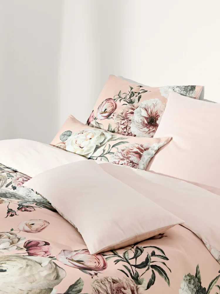Westwing Collection Пододеяльник Blossom из хлопкового сатина, Ш 135 × Д 200 см, Светлый розовый