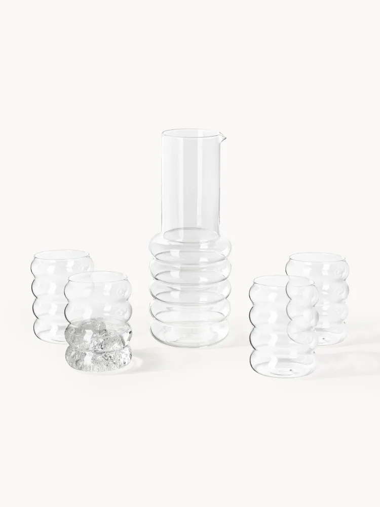 Набор Westwing Collection Bubbly: графин и стаканы из боросиликатного стекла, 5 предметов